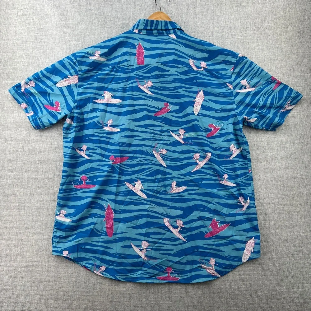 RSVLTS Nickelodeon Rocket Power Party Wave KUNUFLEX Shirt Mens 2XL Blue Surf